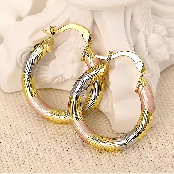 New 14k Gold Foil Small Hoop Earrings - Picture 3 of 5